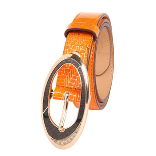 Hot sell Boos strap women's genuine leather pin buckle embossed rhinestone belt sweet orange belt Free shipping