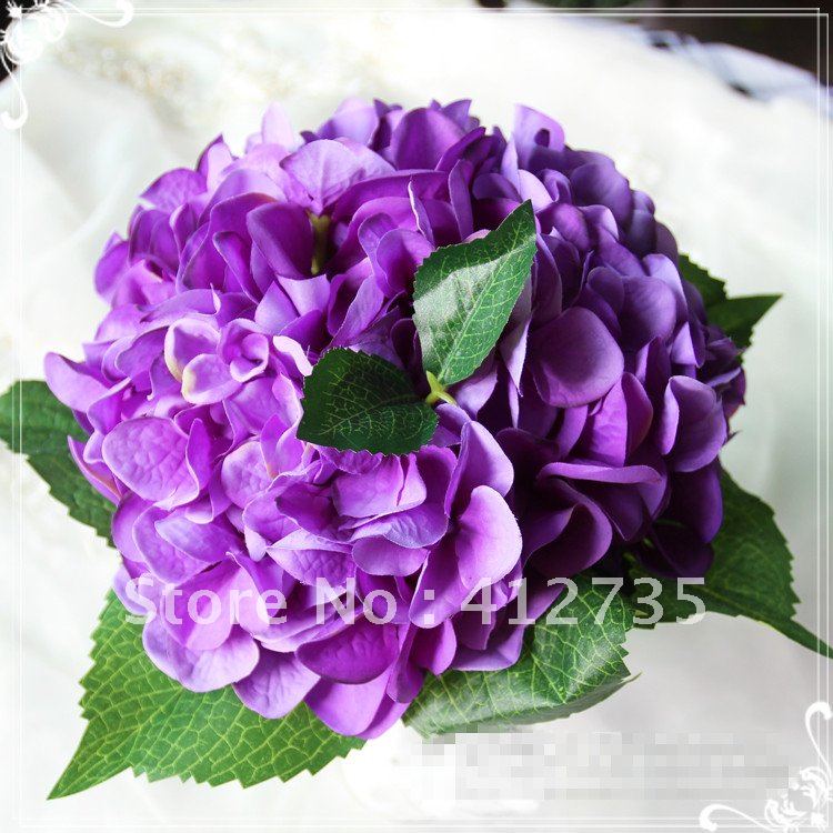 Hot sell bride flowers bouquet, High simulation silk flower hydrangea,decorative flowers with ribbons