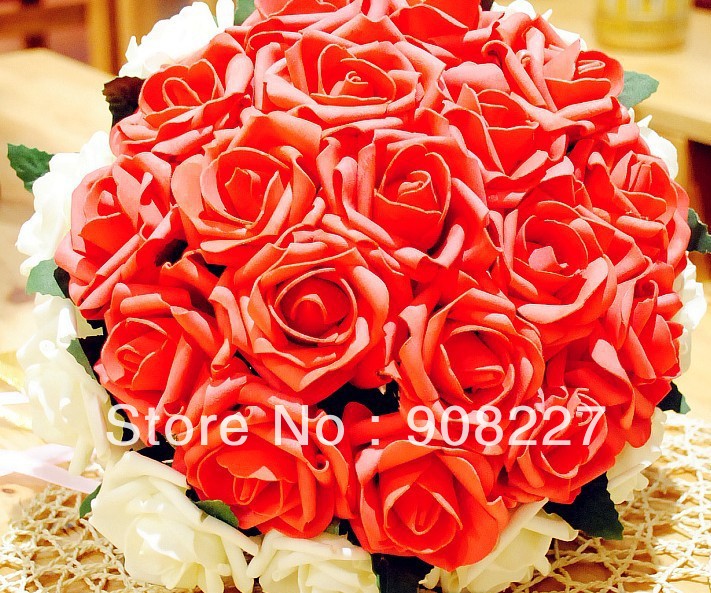 Hot sell bride holding flowers bouquet,30 Rose simulation wreaths Wedding Flower Rose free shipping