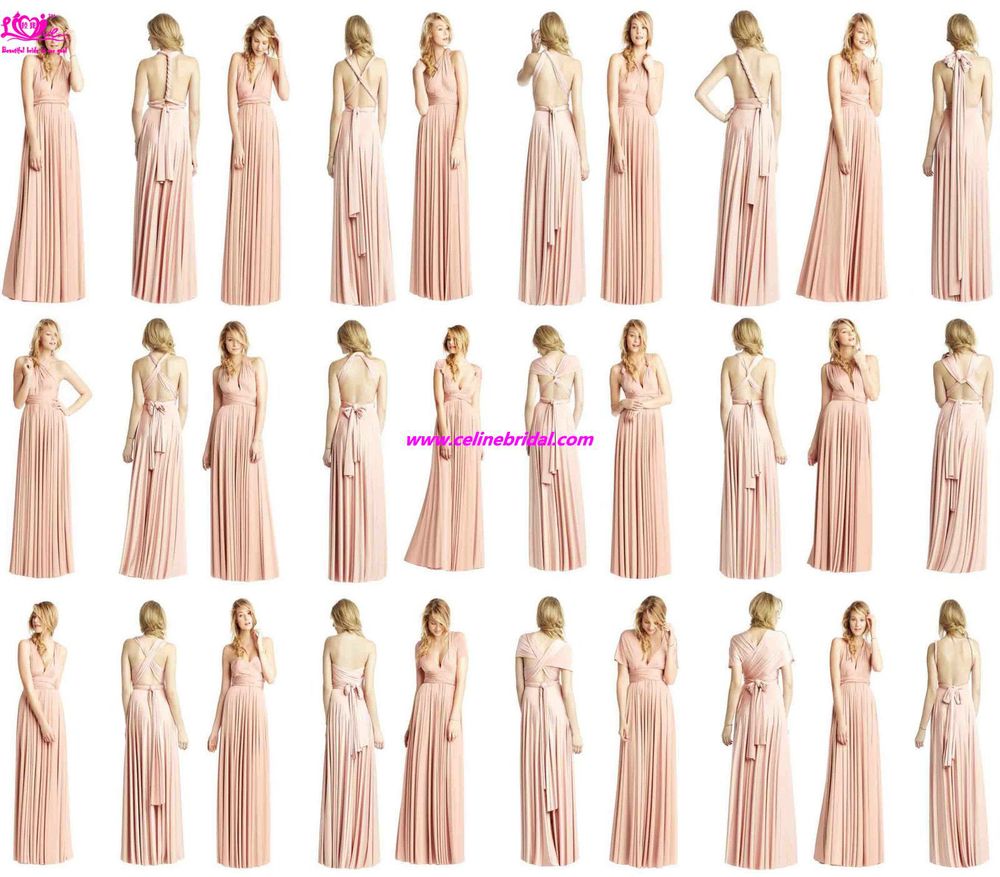 Hot Sell Cheap New Elegant Bridesmaid Dress Over 20 Ways to Wrap Formal Celebrity Sexy Chiffon Evening/Party/Cocktail Prom Gown