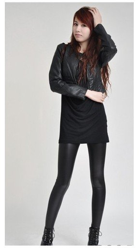 Hot sell! Cool women imitation leather leggings with zipper, Fashion leather leggings thinning pants