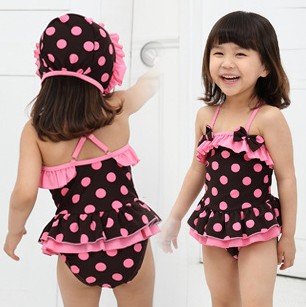 Hot sell cute girl summer bikini with dot printed 3~7T,girl One Piece swimwear,child swimsuit,kid costumes,kid fashion beachwear