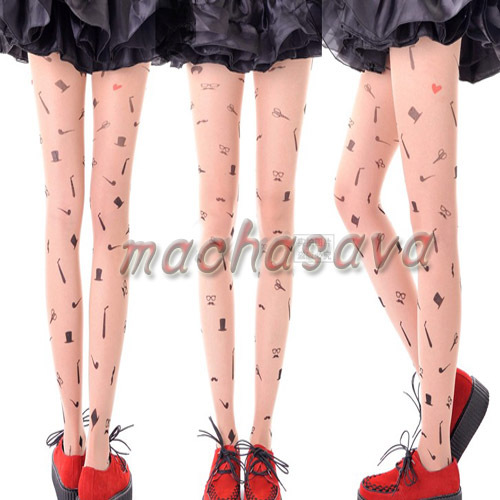 Hot Sell!! Fashion Gentleman Transparent Tattoo Tights Leggings Pantyhose Stockings