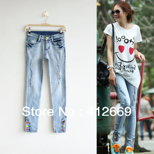 Hot Sell!! Free shipping Retail &Wholesale Women's trousers ,Newly style foumous brand Pencial Jeans Pants  W.R.Z.S