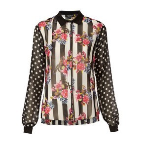 hot sell free shipping woman shirts The 2013 women's new fashion and the wind spring new wave sleeves printed chiffon shirt