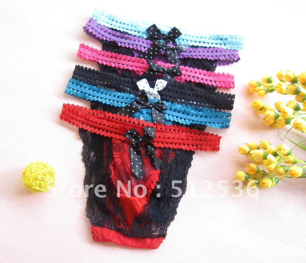 Hot Sell ! lace bow sexy ladies panties,lady underwear,lingerie,colorful,one size