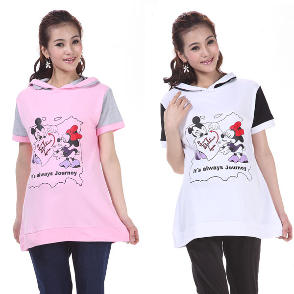 Hot Sell Maternity clothing Lucky with a hood print casual maternity top maternity shirt h8136