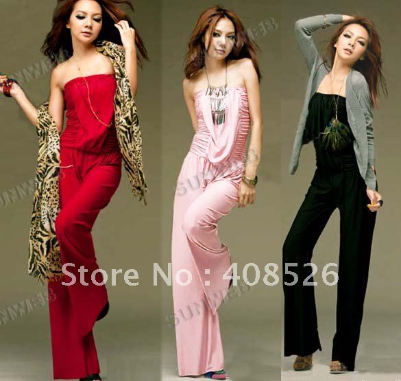 Hot Sell New 2012 Fashion Super Sexy Ladies Tube Romper Cat Suit Sleeveless Strapless Jumpsuits free shipping 3686