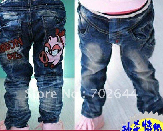 Hot sell, New baby boy/girl spring/Autumn Printing pig design jeans,children clothes,children jeans ,(5pcs/lot