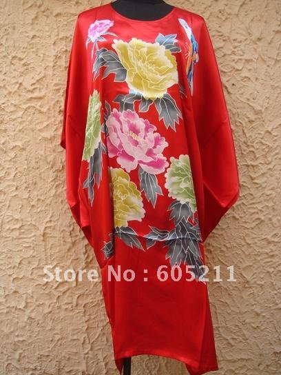 HOT SELL New Chinese Women's Silk Satin hand painting intimate&Sleep kimono robe gown Nightwear one size "LGD S4017"