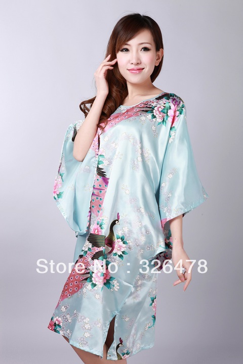 HOT SELL New Chinese Women's Silk Satin hand painting intimate&Sleep kimono robe gown Nightwear one size   S0105