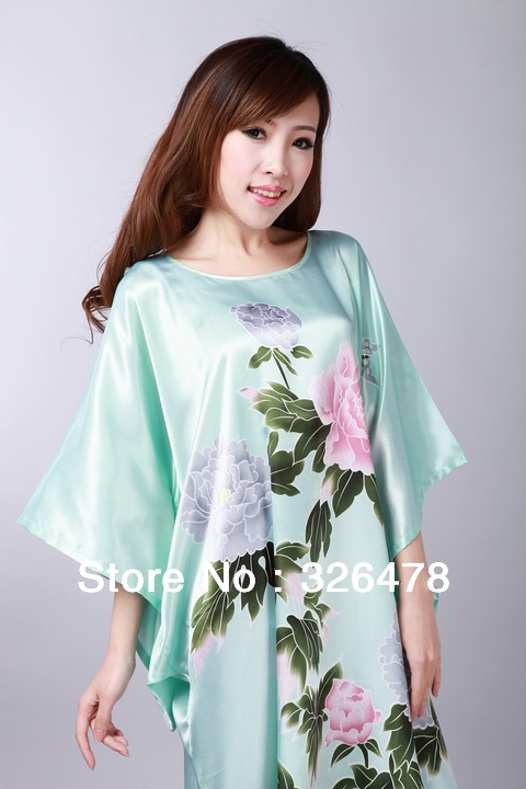 HOT SELL New Chinese Women's Silk Satin hand painting intimate&Sleep kimono robe gown Nightwear one size   S0110