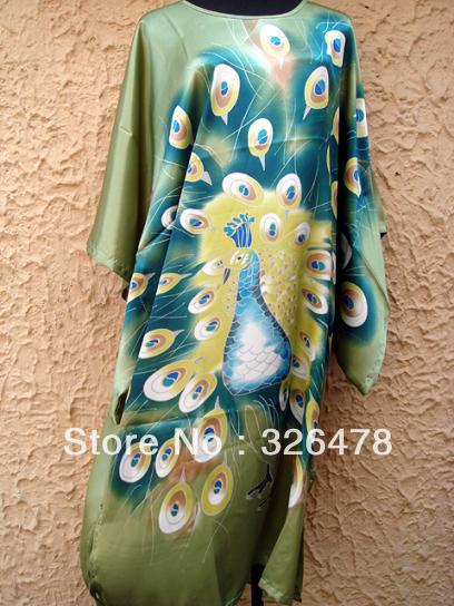 HOT SELL New Chinese Women's Silk Satin hand painting intimate&Sleep kimono robe gown Nightwear one size   S4018