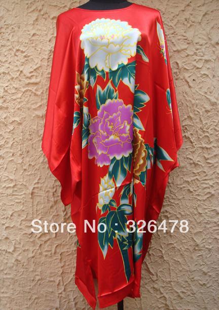 HOT SELL New Chinese Women's Silk Satin hand painting intimate&Sleep kimono robe gown Nightwear one size   S5002