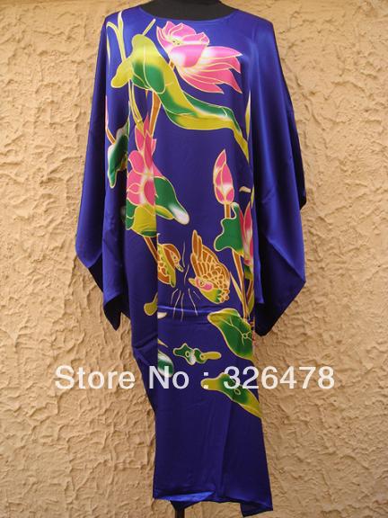 HOT SELL New Chinese Women's Silk Satin hand painting intimate&Sleep kimono robe gown Nightwear one size   S5003
