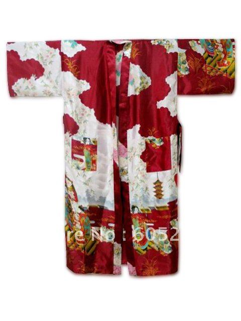 HOT SELL New Chinese Women's Silk Satin hand painting intimate&Sleep kimono robe gown Nightwear peri size S-XXXL"LGD S0011"