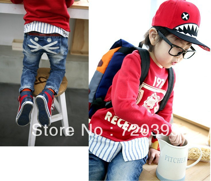 Hot sell, New fashion baby boy /girl sping  Autumn and winnter Cat cowboy jeans ,(5 pcs/lot)