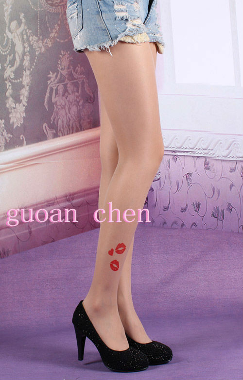 Hot Sell!!! New Lip Transparent Tattoo Pantyhose Stockings Tights Leggings Stockings