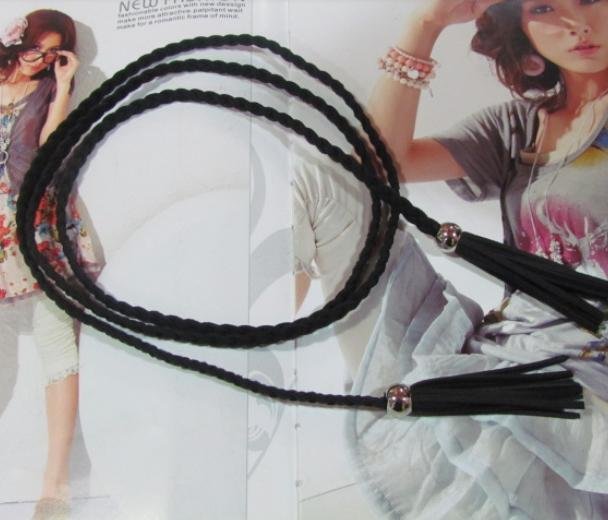 Hot sell!Nubuck leather tassel thin belt A14435343261