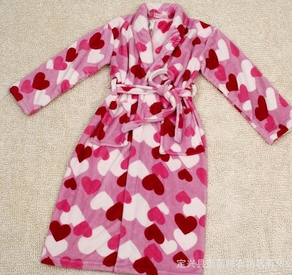 hot sell pink heart bathrobe Nightwear