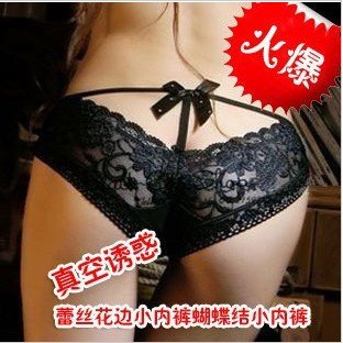 hot sell Sexy Lace Deep - V women's bowknot panties Color random 30pcs/lot Free Shipping