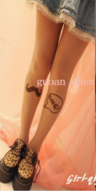 Hot Sell Sexy OMG Print Tattoos Stocking Transparent Pantyhose Stockings
