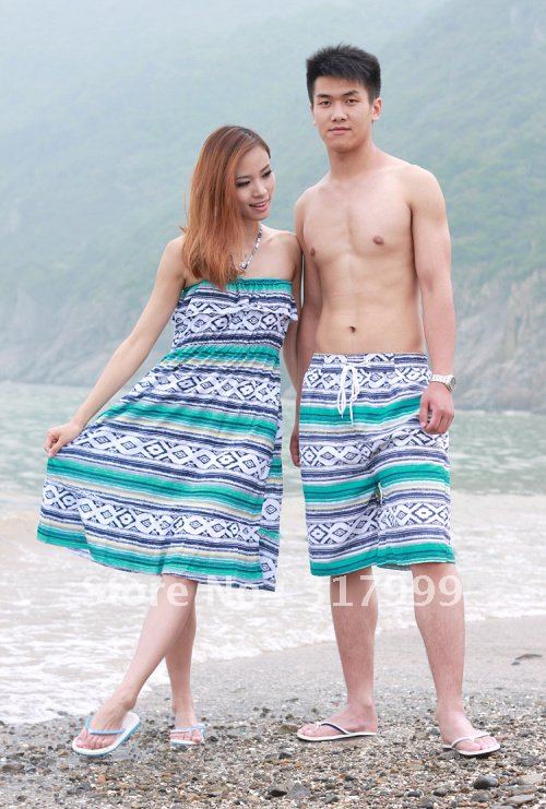 HOT SELL !!Sexy Women Skirt and Men's beach pants Set B028