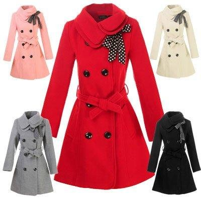 Hot sell Women's Woolen Warm Winter Long Coat Jacket  Slim Fit Fashion