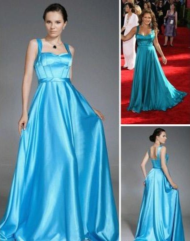 Hot Seller Vanessa Williams A-line Straps Sweep/ Brush Train Satin Emmy/ Evening Dress Celebrity Dresses