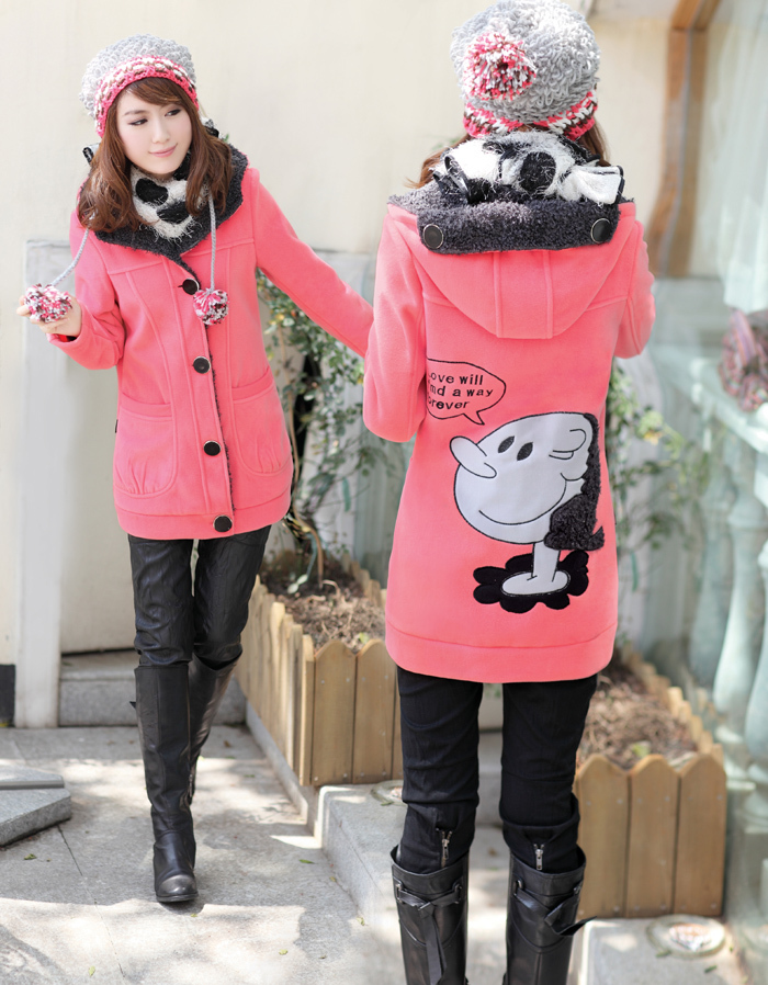 Hot-selling 2012 autumn and winter cartoon sweet juniors clothing preppy style tall size wadded jacket outerwear