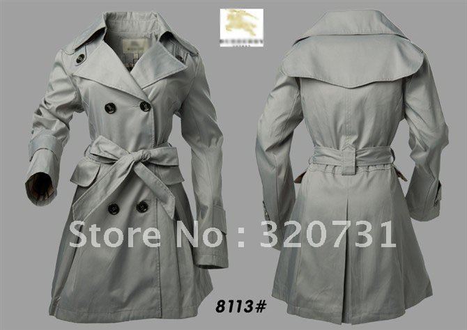 Hot Selling 2012 Long Trench Coat For Women Beige/  Lady  Double Breasted Trench Jacket / Outerwear #8113 Free Shipping