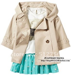 Hot selling ! 2012 New Girl's Wind Coat Children Overcoat Kids Outwear Windbreaker Coat Baby Clothing/Popular in Europe