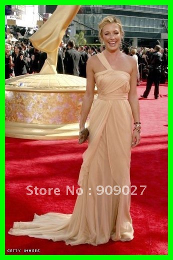 Hot Selling! 2012 One Shoulder Chiffon Ruched Cat Deeley Red Carpet Dress Celebrity Dresses Gowns
