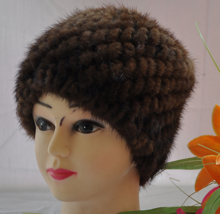 Hot-selling 2012 pineapple yarn mink knitted cap women's hat