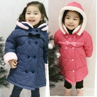 Hot-selling 2012 quality female child medium-long plus velvet thickening double breasted trench child wadded jacket
