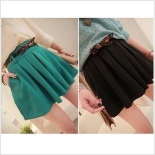 Hot-selling 2012 summer new arrival vintage high waist all-match skorts with belt