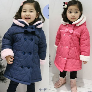 Hot-selling 2012 winter female child bow thickening berber fleece cotton-padded jacket princess cotton-padded jacket