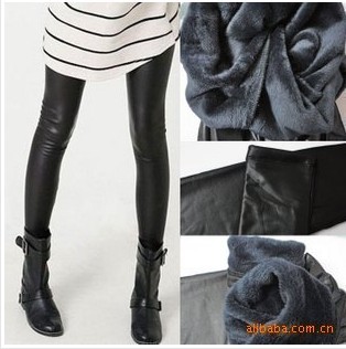 Hot-selling 2012 winter tight fitting double layer faux leather matte thick grey brushed bamboo charcoal legging boot cut jeans