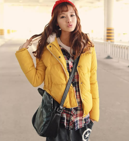 Hot-selling 2012 women's candy color large fur collar with a hood short design thickening wadded jacket cotton-padded jacket