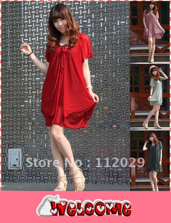 Hot-Selling 2012 Women's Quality Summer Basic Chiffon One-Piece Dress Multi Color