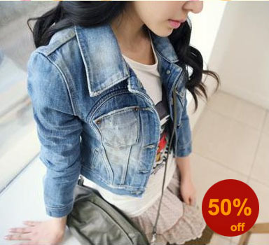 Hot-selling 2013 fashion short design denim coat long-sleeve jacket new style women's jean jacket Denim outwear size S/M/L