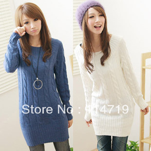 Hot-selling 2013 NEW Fashion women's ladies clothing Korean Knitwear Slim medium-long basic shirt o-neck sweater knitwear