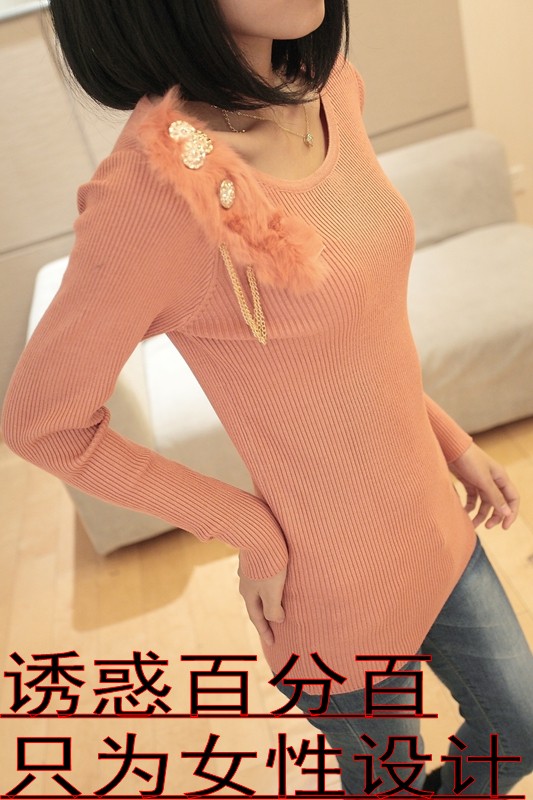 Hot-selling 2013 spring medium-long slim epaulette basic shirt low collar sweater female