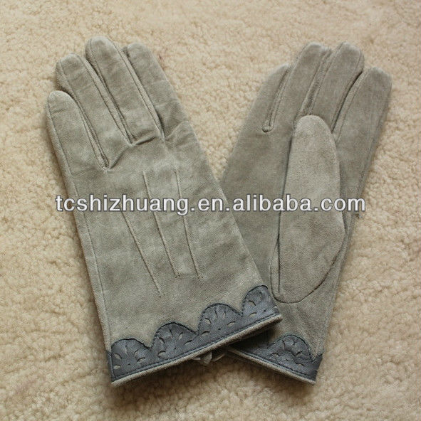Hot selling,5% discount new ladies soft lined 100% pig leather gloves