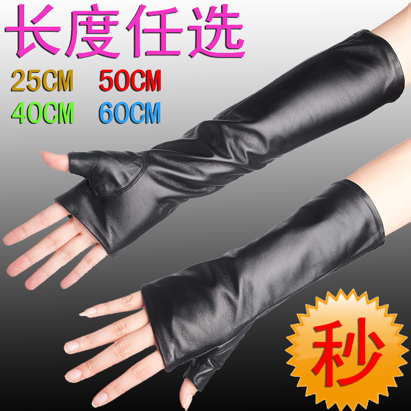 Hot-selling 50cm long design sheepskin fashion t ruslana korshunova fingerless gloves genuine leather long gloves
