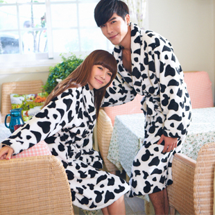 Hot-selling autumn and winter female milk lovers thickening long-sleeve coral fleece sleepwear male Women robe bathrobes