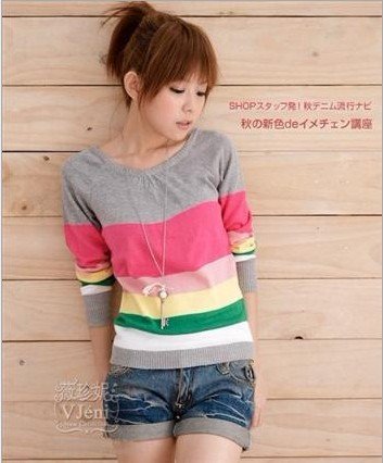 Hot selling, autumn casual fashion striped sweater women cardigan pullover, Sweaters for women, Free shipping