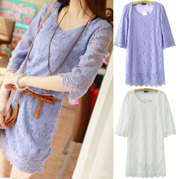 Hot Selling Autumn Vintage Crochet Hollow Half Sleeves A MIni Knitting Elegant Mni Dress US 6 8 10 # L034178