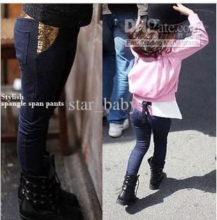 Hot Selling Baby Girl's Pants Straight Cut Jeans Denim Spring Pants Golden&Pink 5pcs/lot-2533