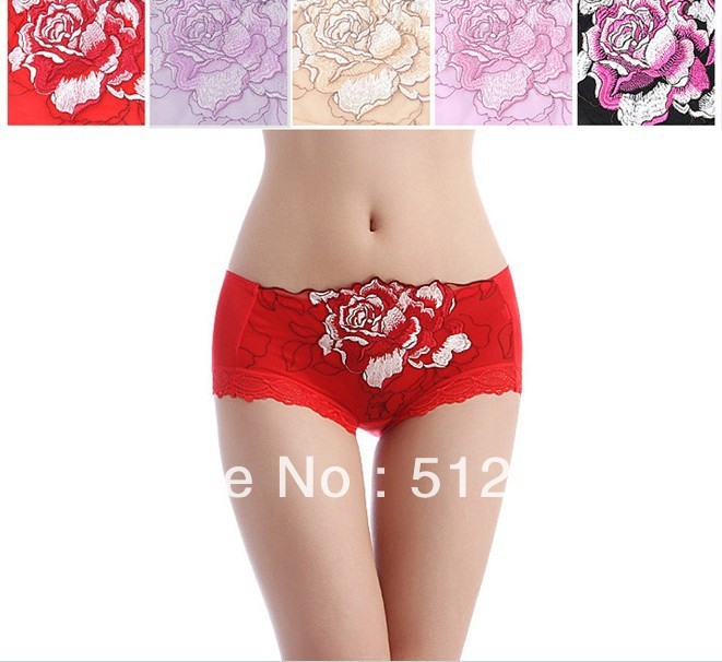 Hot selling Bamboo Charcoal Fiber Seamless Lace Sexy Lady's Briefs ,women emboridered panties,soft underwear free shipping #9222